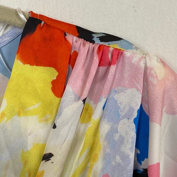 NWT Zara Multicolor Faux Wrap V-Neck Long Sleeve Bodysuit Size Large - Picture 5 of 10